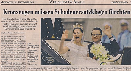 Kronzeugen müssen Schadenersatzklagen fürchten / Bildtext: Eine Kronprinzessin wie Schwedens Victoria hat es - zumindest bei ihrer Hochzeit - lustiger als ein Kronzeuge in einem Kartellverfahren