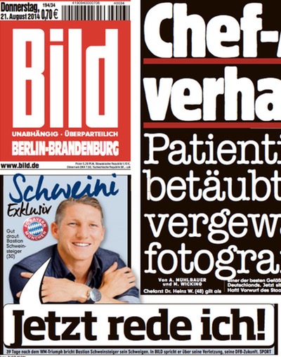 Ausschnitt "Bild"-Titel 21.8.2014