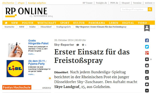 Screenshot "Rheinische Post" 3.11.2014