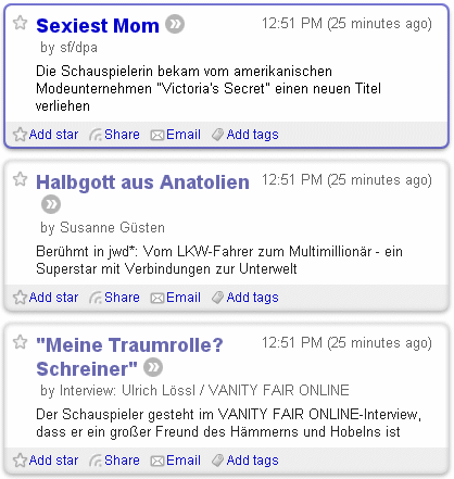 Screenshot: Google Reader